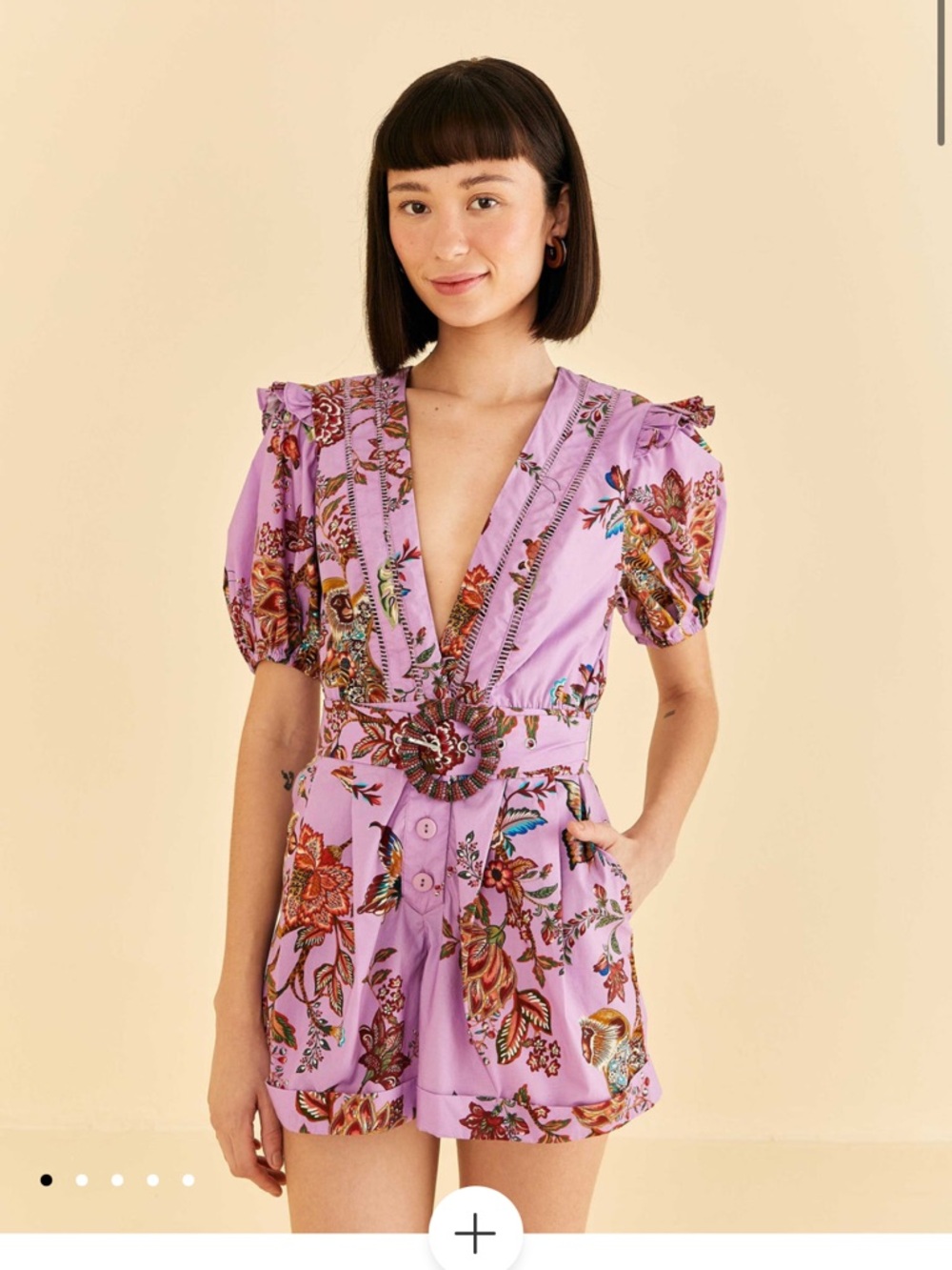 FARM Rio Lavender Floral Mini Dress